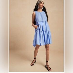 Banana Republic Periwinkle Blue Tiered Cotton Mini Dress — Size S